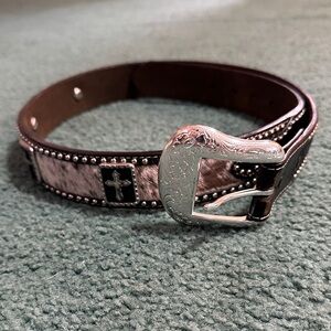 Men's Western Brown Belt with Silver Buckle